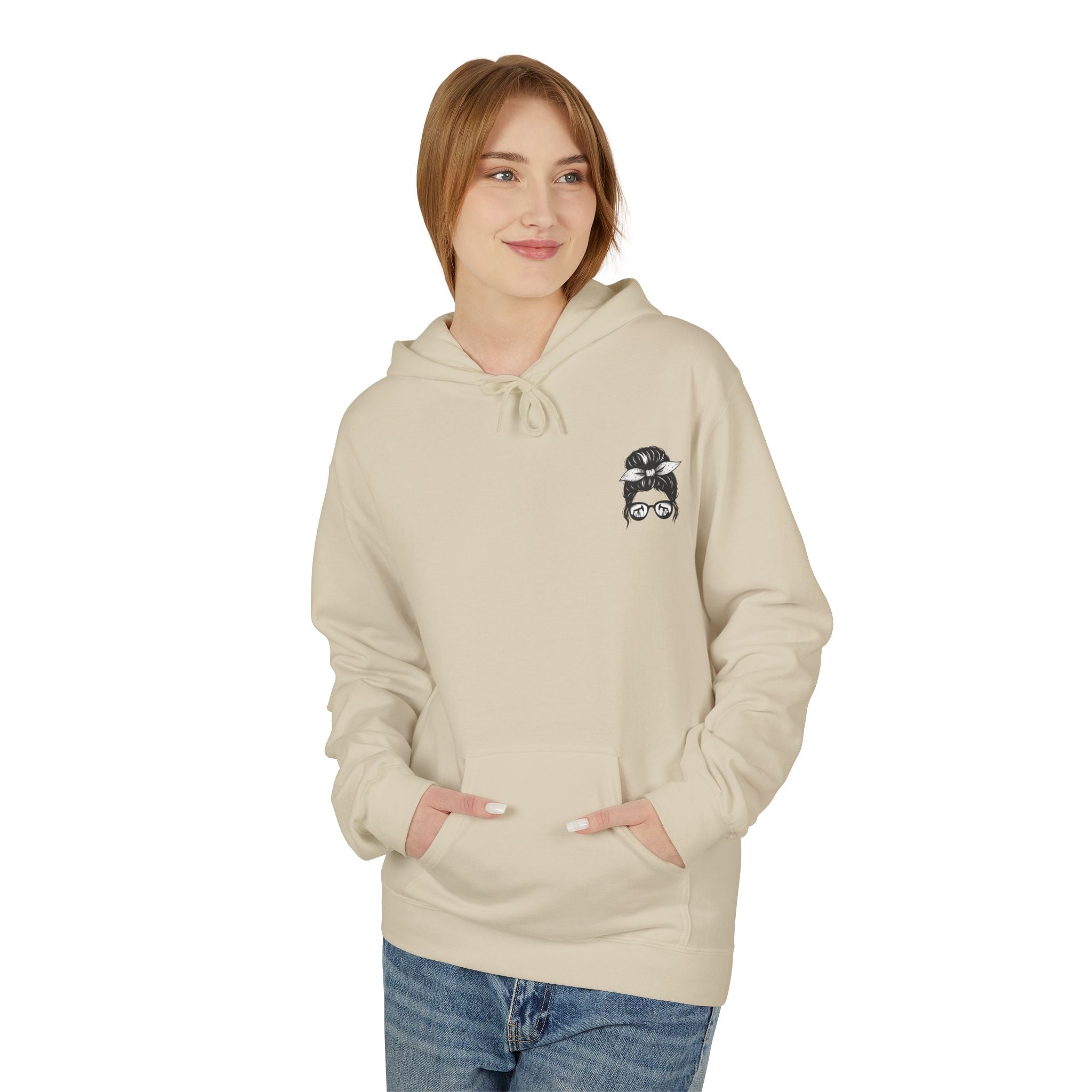 Women in Oil Hoodie — Messy Bun Pullover