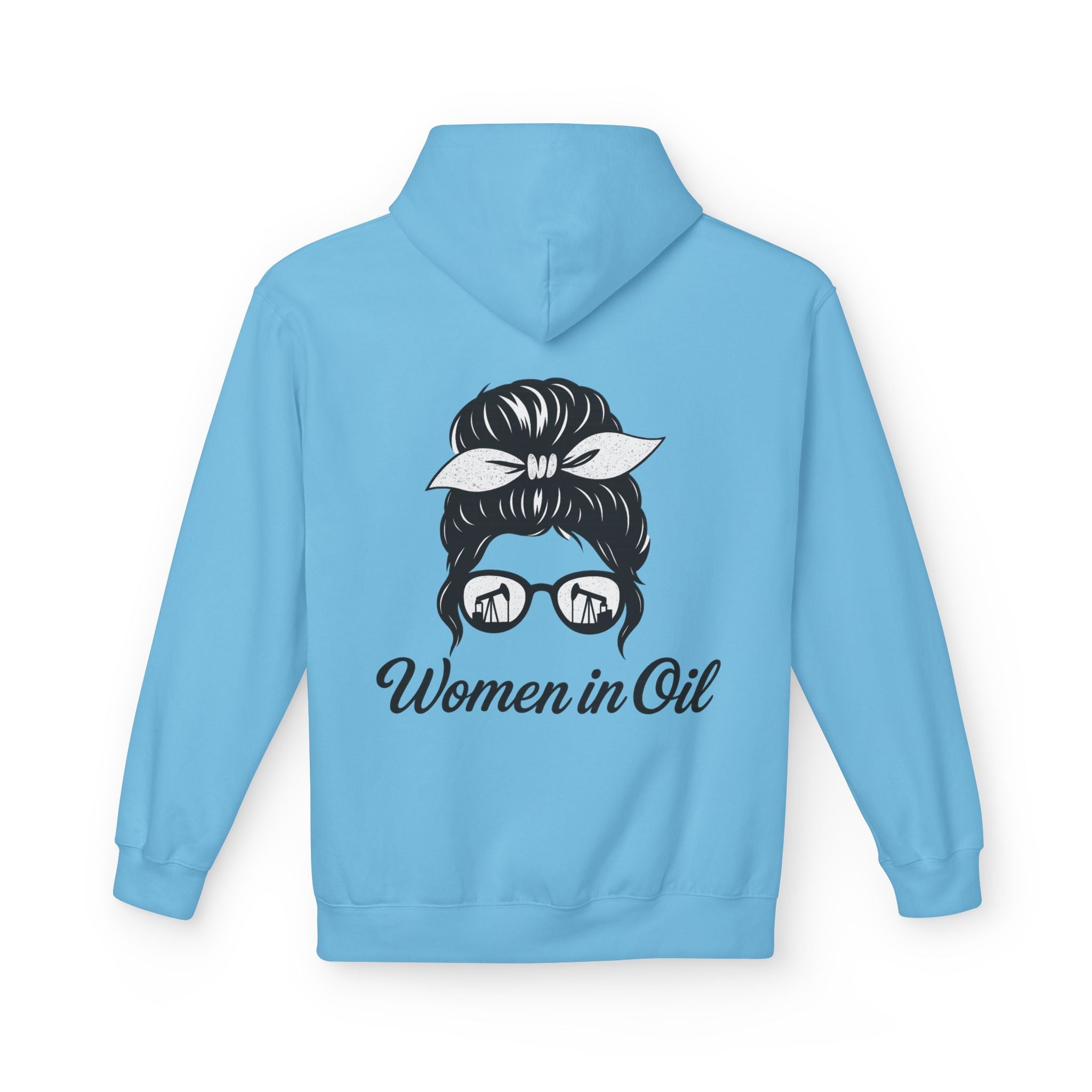 Women in Oil Hoodie — Messy Bun Pullover