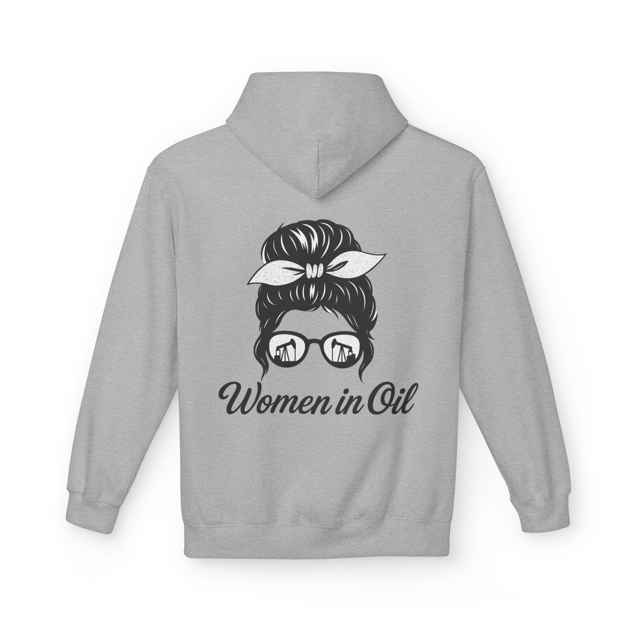 Women in Oil Hoodie — Messy Bun Pullover