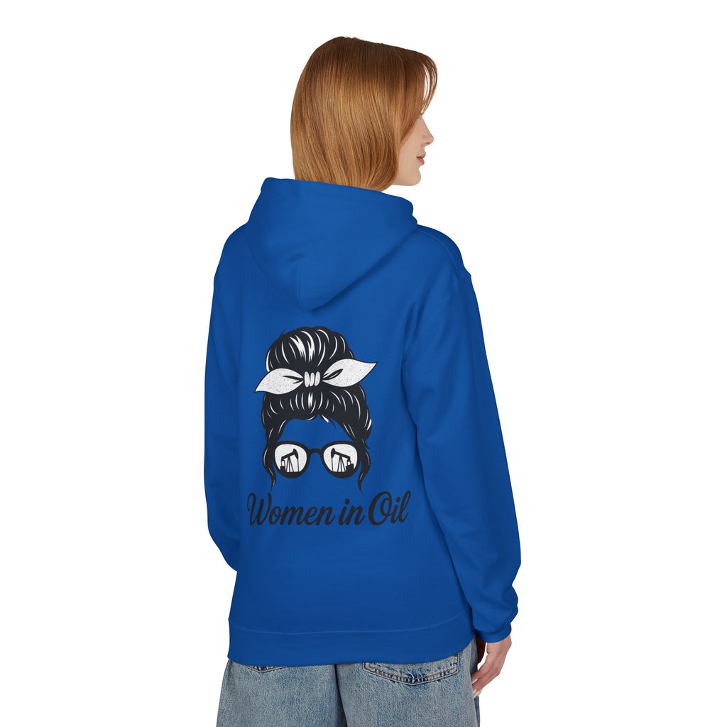 Women in Oil Hoodie — Messy Bun Pullover