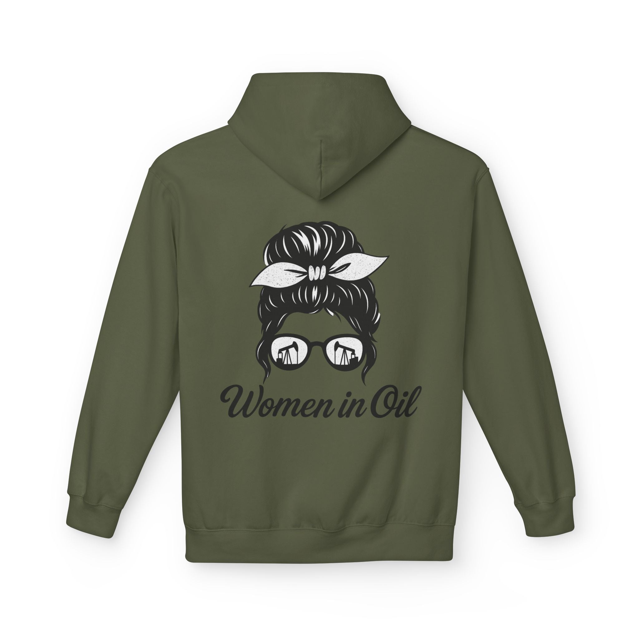 Women in Oil Hoodie — Messy Bun Pullover