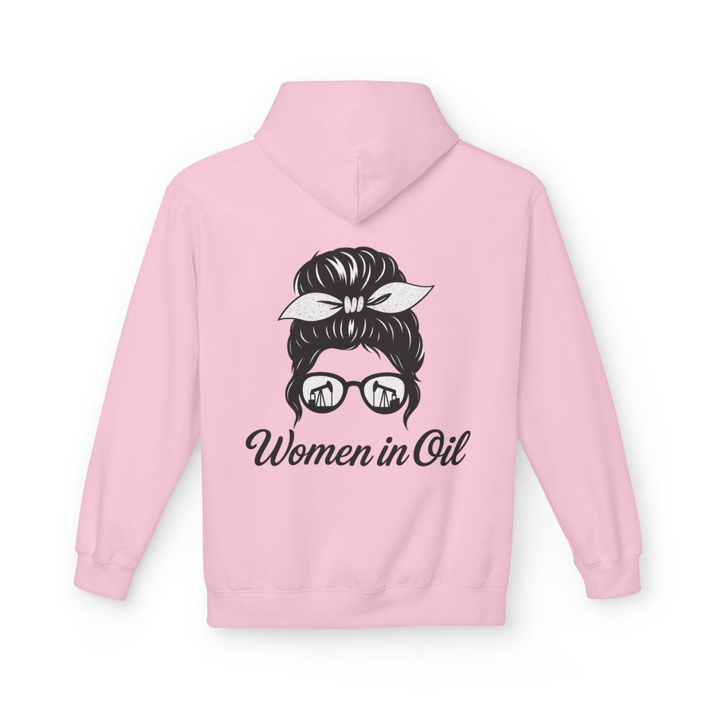 Women in Oil Hoodie — Messy Bun Pullover