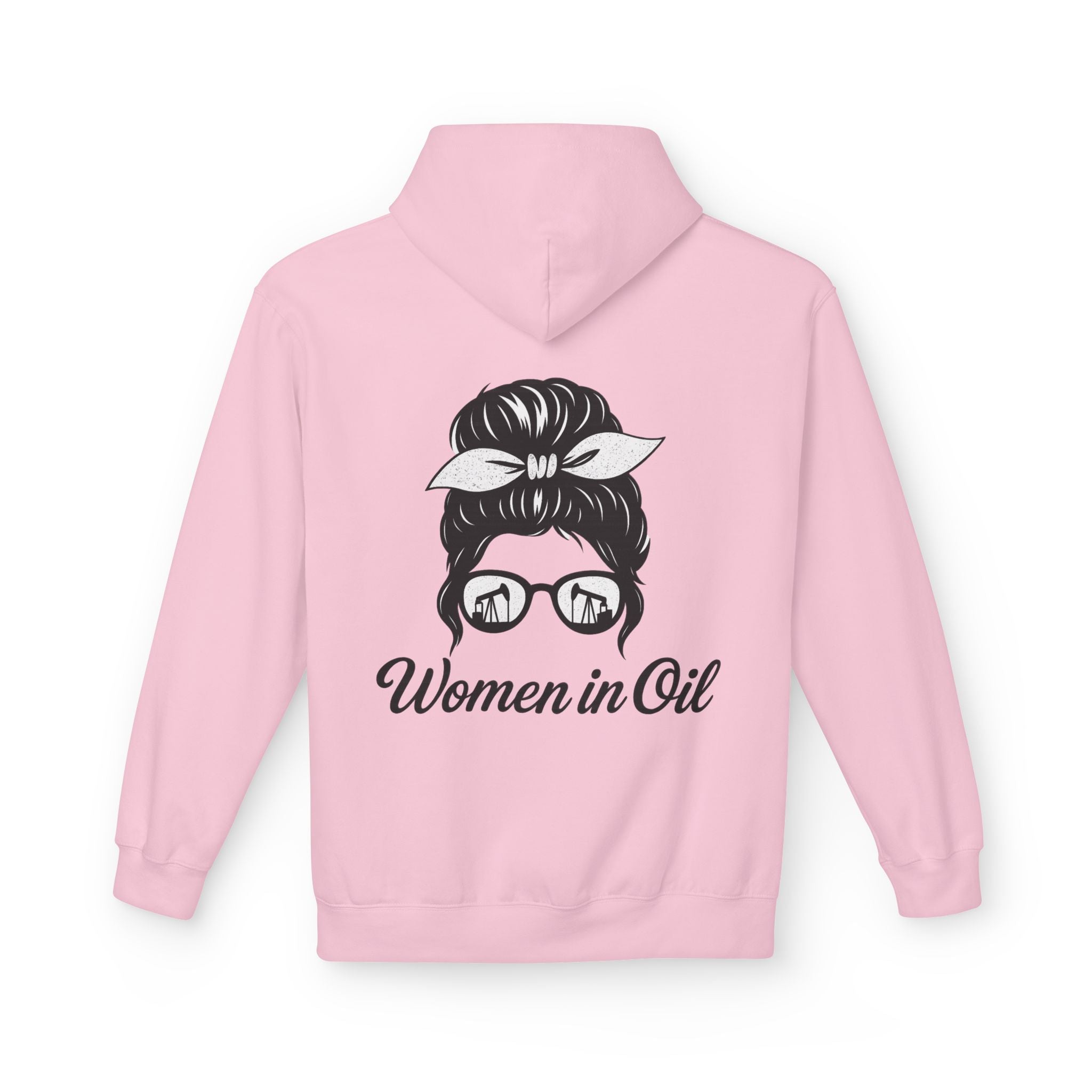 Women in Oil Hoodie — Messy Bun Pullover