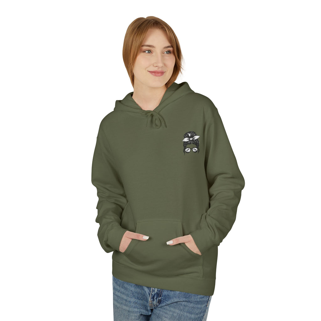 Women in Oil Hoodie — Messy Bun Pullover