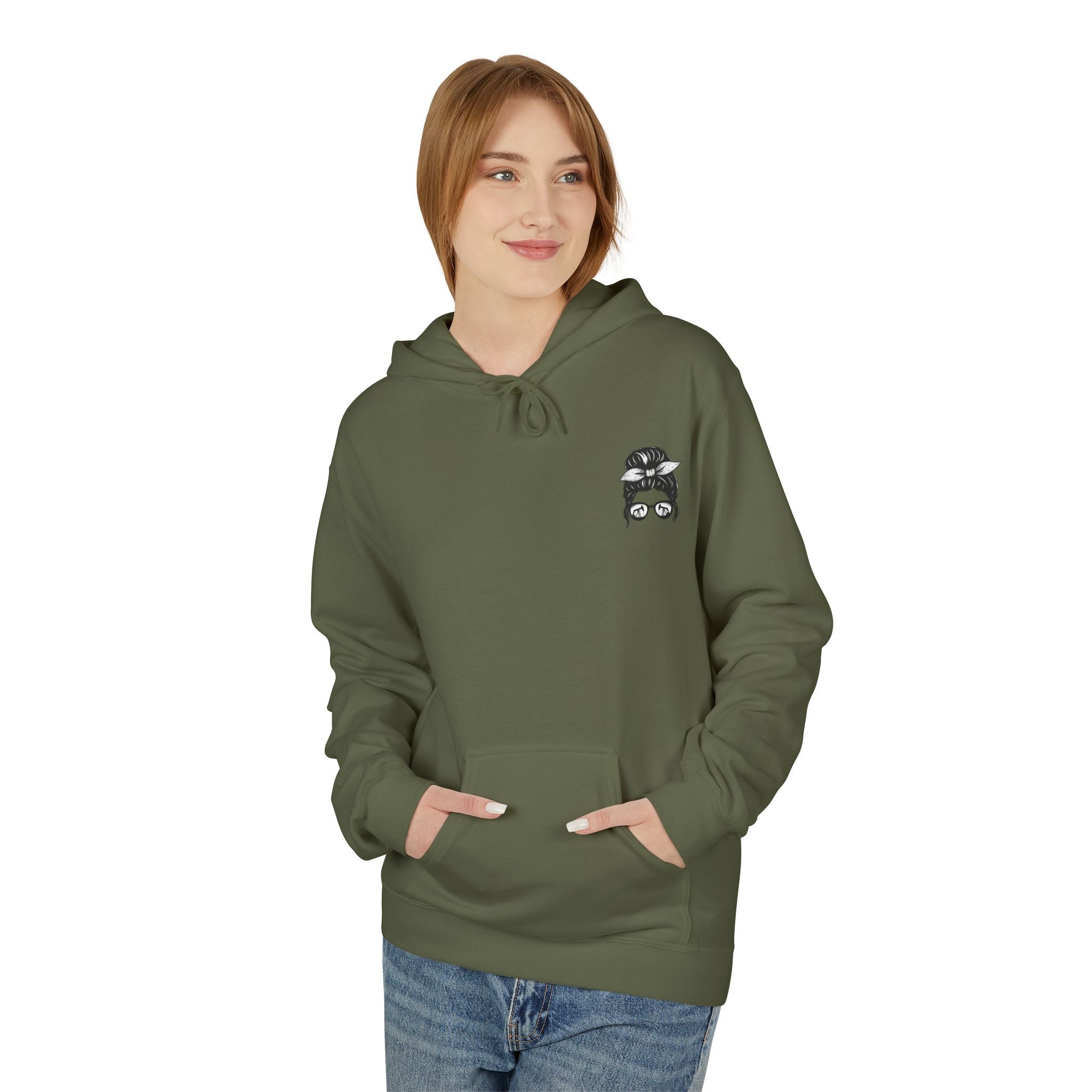 Women in Oil Hoodie — Messy Bun Pullover